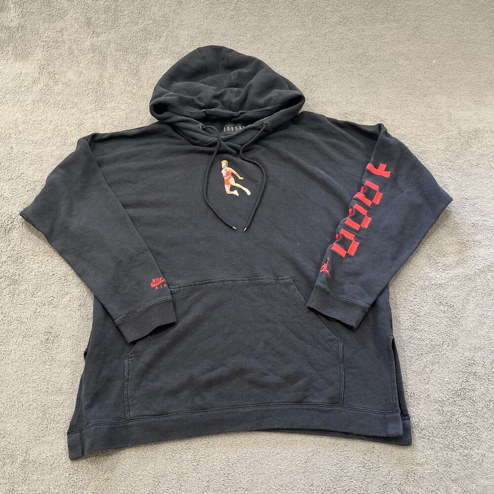 Jordan Wings Lite 1988 Black Basketball Graphic Pullover Hoodie Men's Size Large